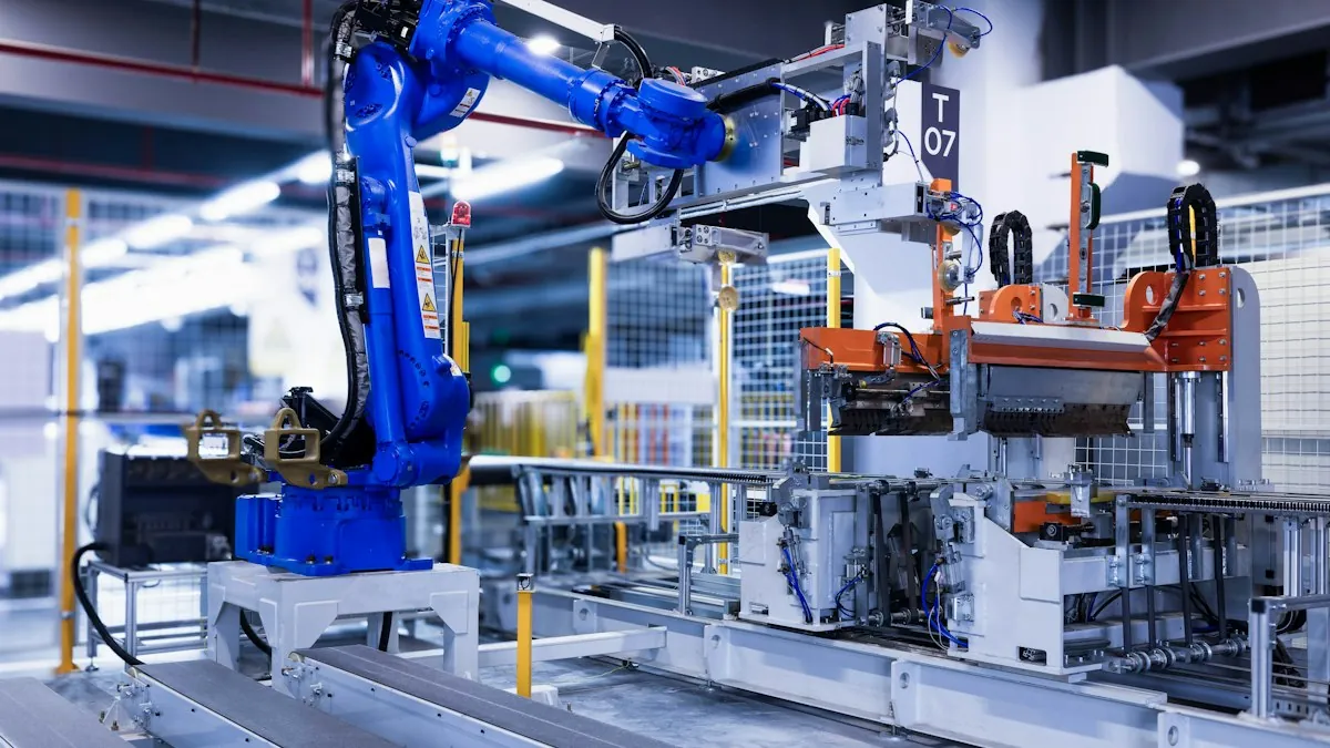 Lengan robot di lini produksi otomatis