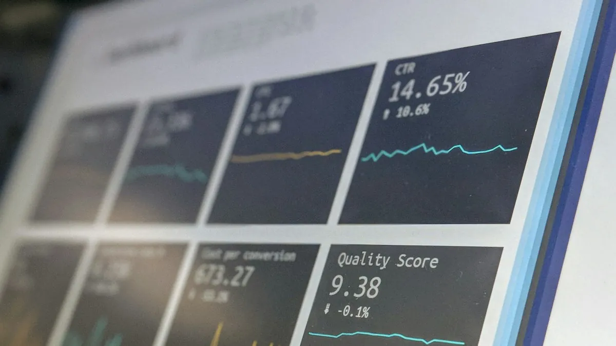 Grafik performa dan angka di layar