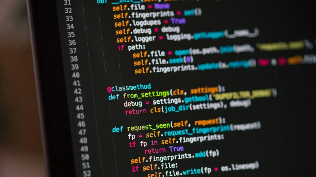 Kode program Python di layar